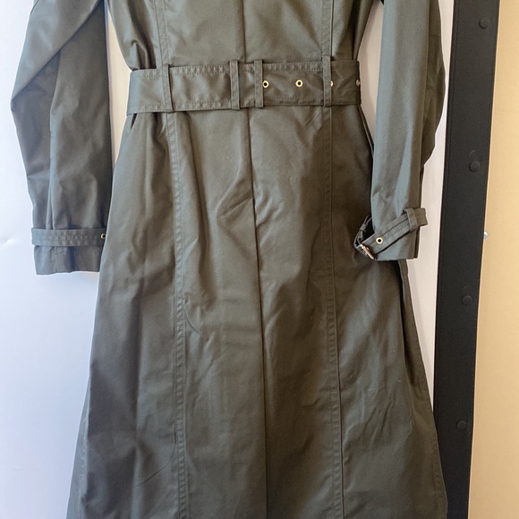 Michael Kors Military Green long trench coat Sz S NEW - Picture 12 of 13